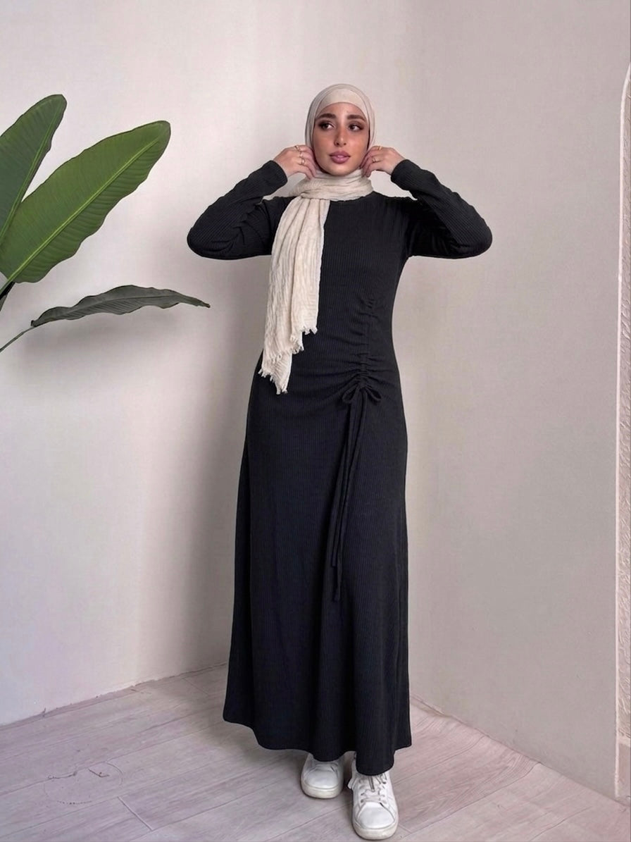 Thick Rib Ruffled Dress – Made in Shahin