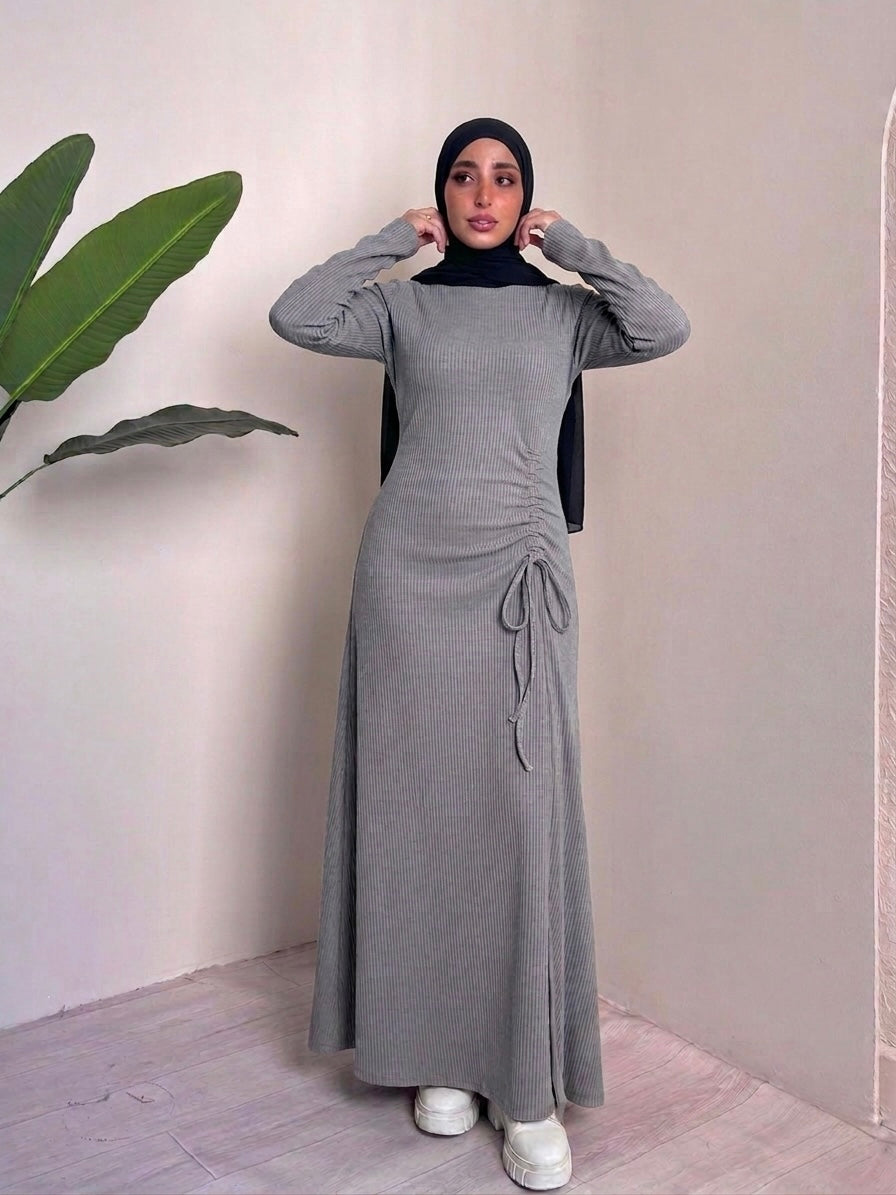 Thick Rib Ruffled Dress – Made in Shahin