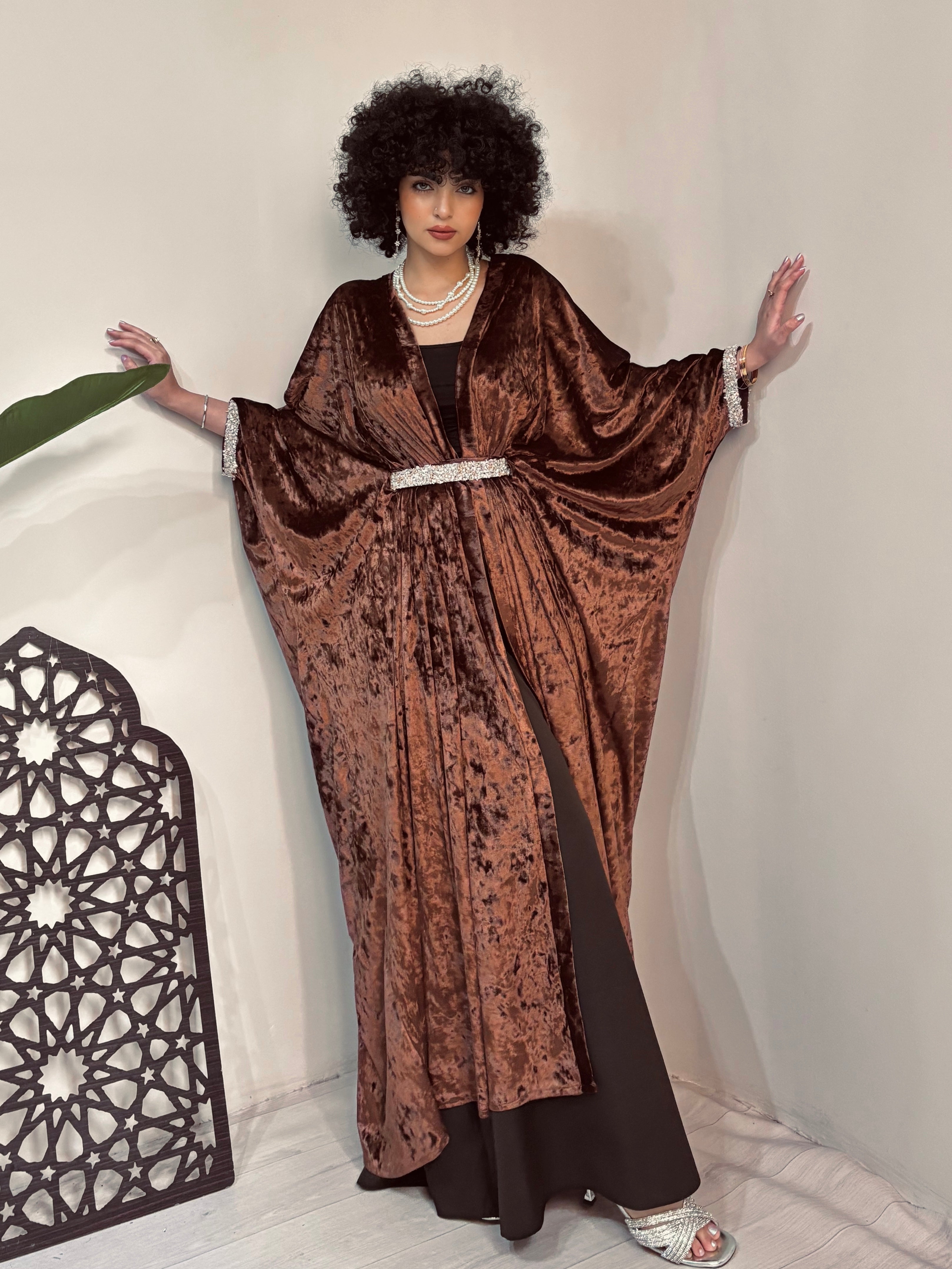 Open Butterfly Velvet Abaya – Made in Shahin