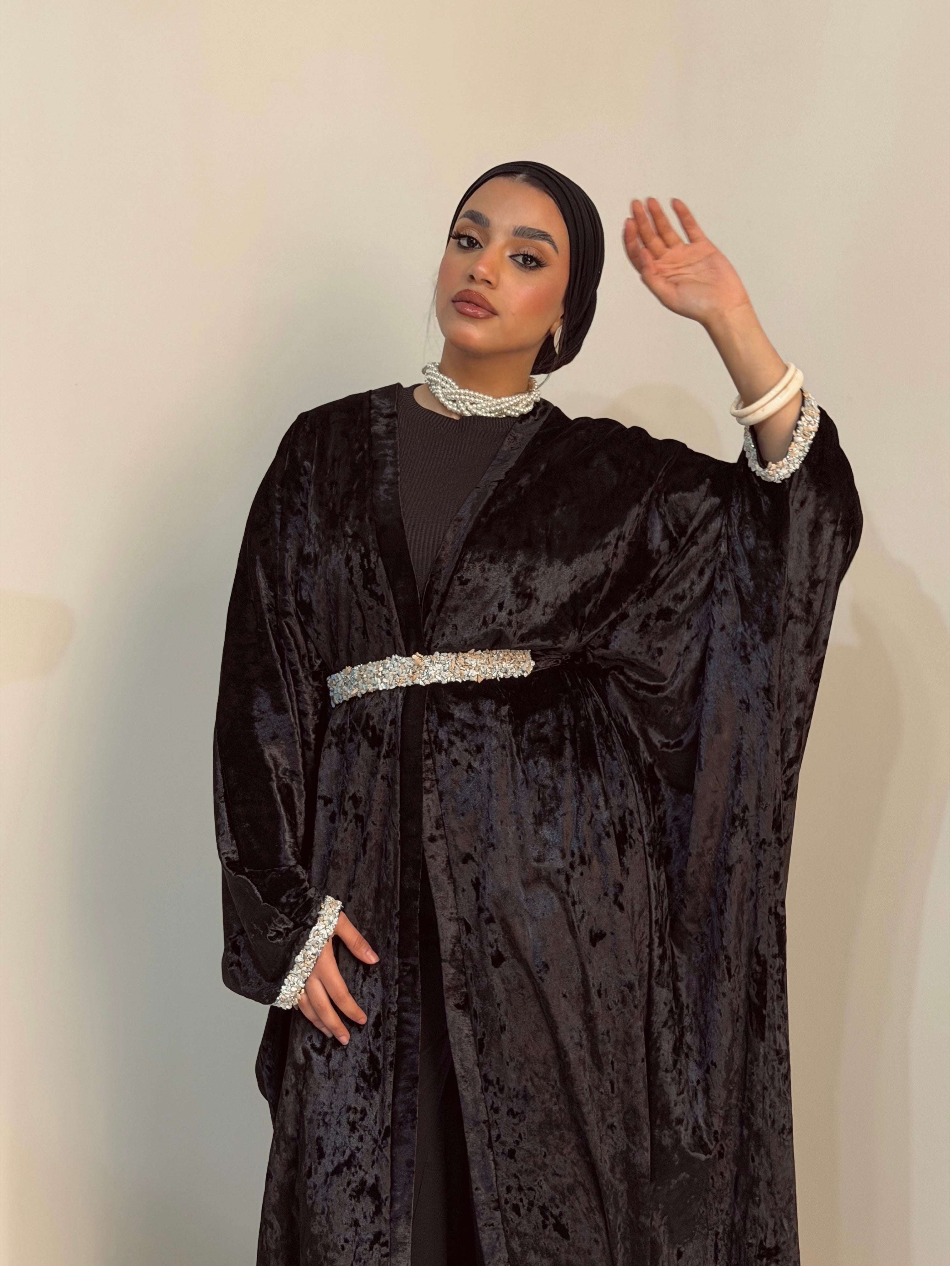 Open Butterfly Velvet Abaya – Made in Shahin
