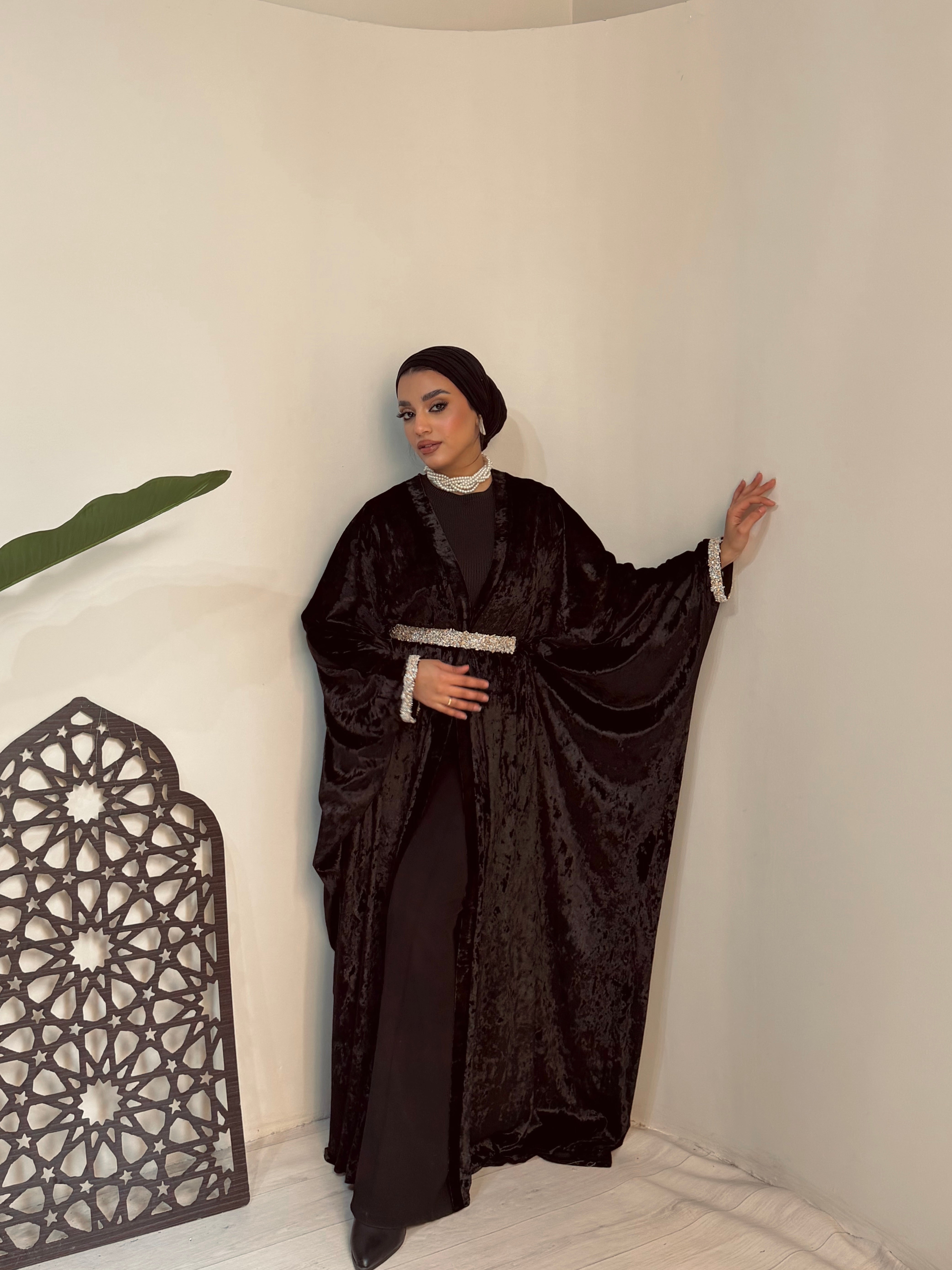 Open Butterfly Velvet Abaya – Made in Shahin