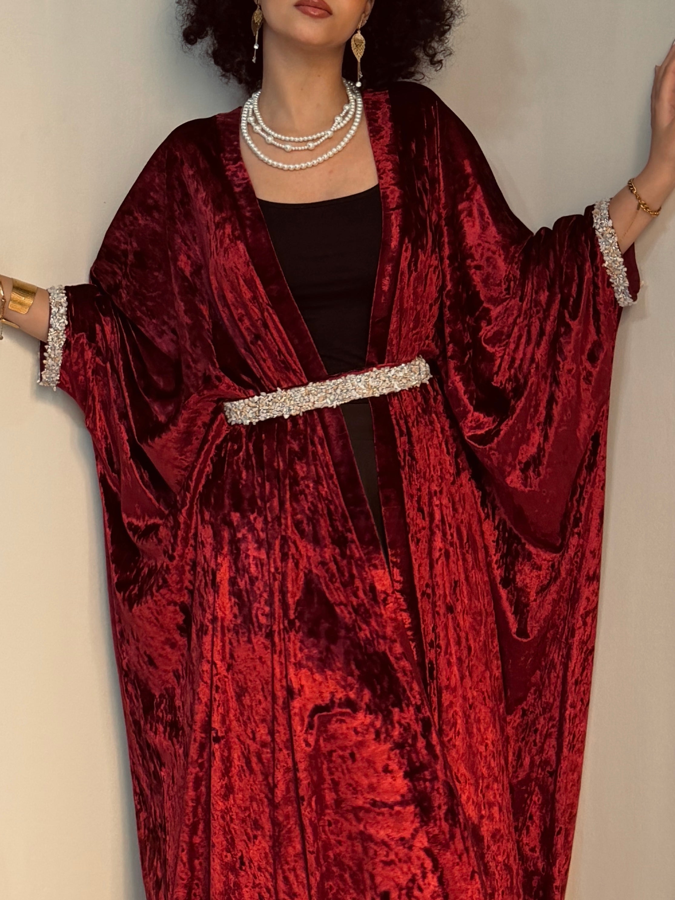 Open Butterfly Velvet Abaya – Made in Shahin