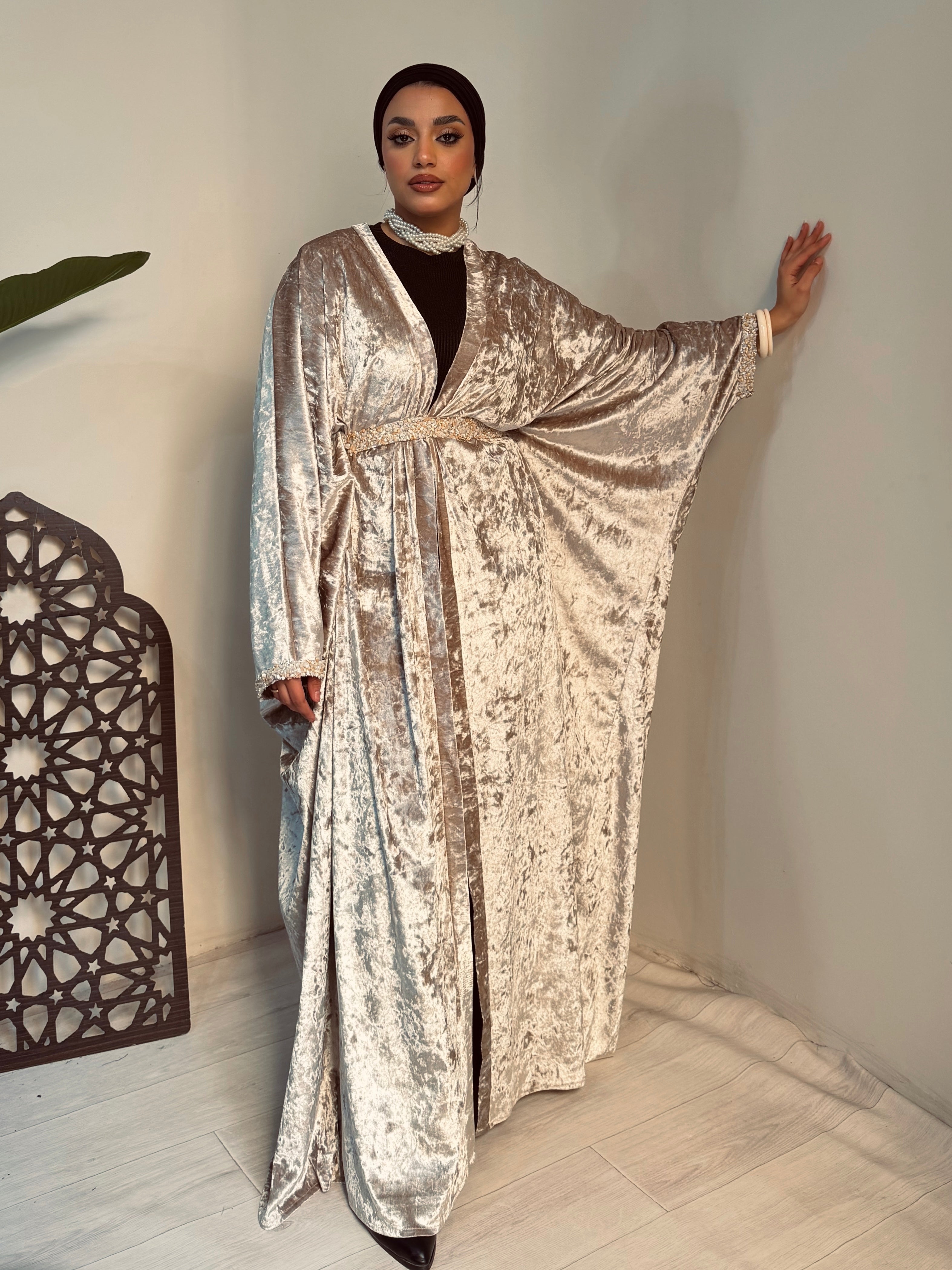 Open Butterfly Velvet Abaya – Made in Shahin
