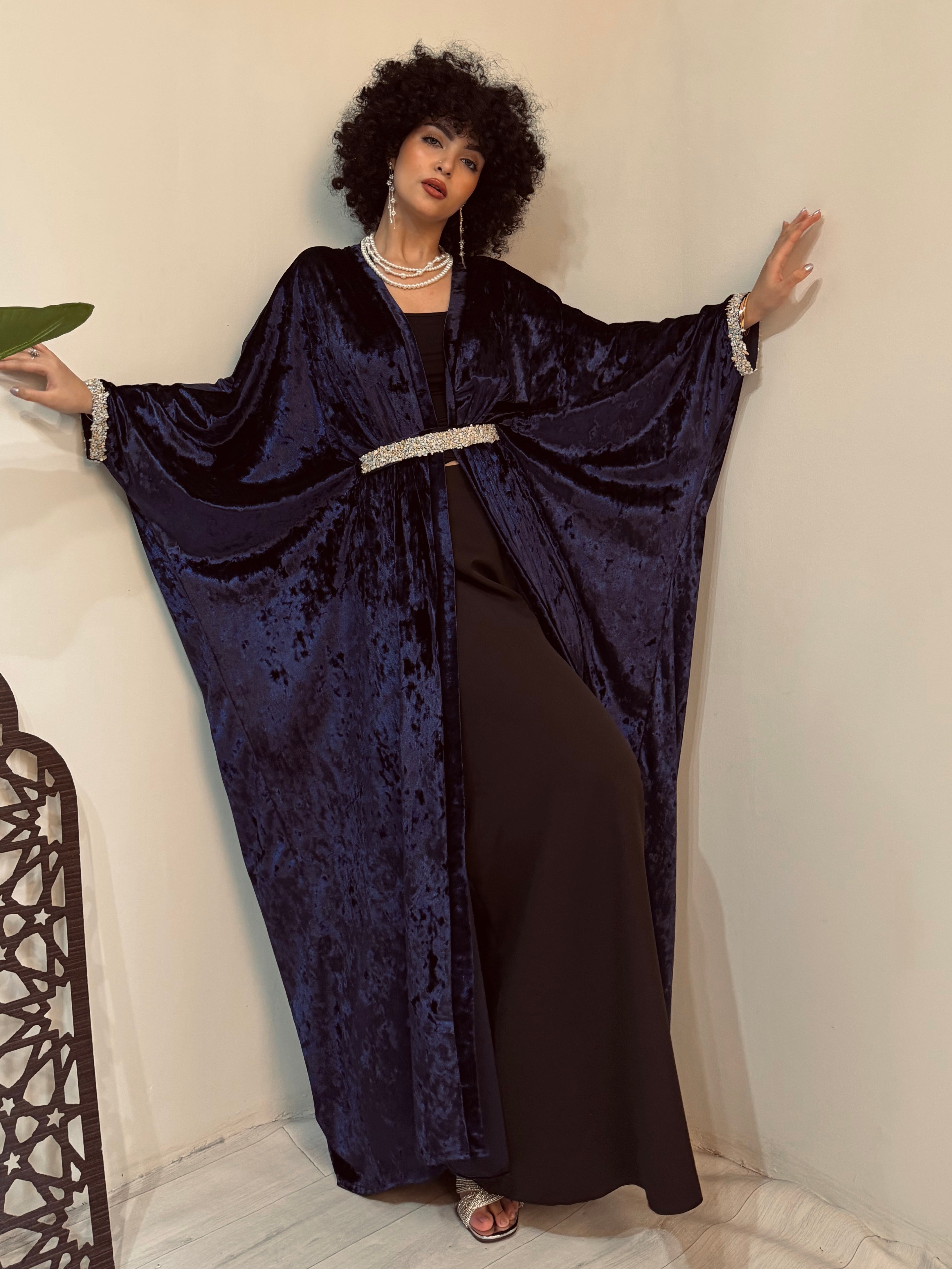 Open Butterfly Velvet Abaya – Made in Shahin